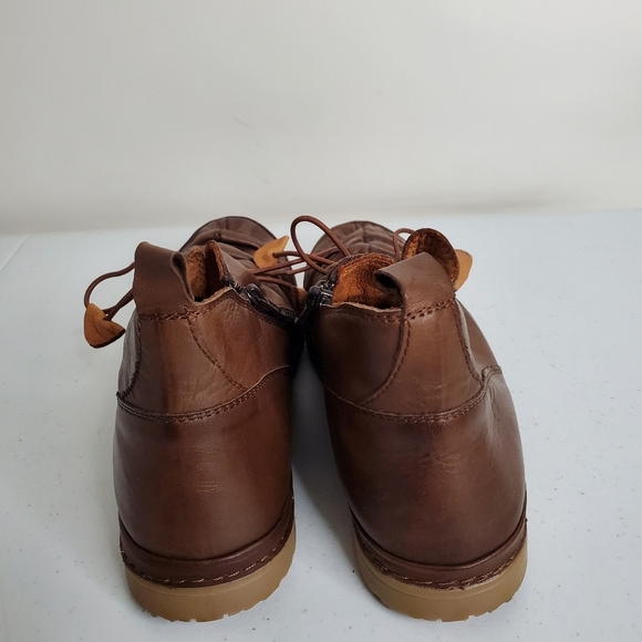 Lemon n’ Lime Leather Ankle Boot Size 41 Brown Lace-up Scrunch Comfort Bootie - Picture 4 of 16
